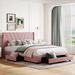 Walker Edison Queen Bed by Wayfair TM Upholstered, Wood in Pink XD-227