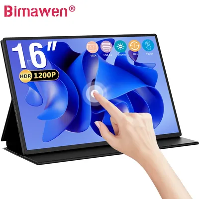Bimawen-Moniteur portable à écran tactile 16 pouces 1200P Adobe RGB HDR jeu écran IPS pour