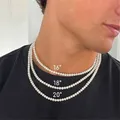 Collier de perles blanches artificielles pour hommes et femmes tour de cou perlé bijoux fantaisie