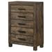 The Twillery Co.® Davisboro 5 Drawer 31.5" W Solid Wood Chest w/ Mirror Wood in Brown | 46.46 H x 25.59 W x 16.25 D in | Wayfair