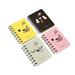 4pcs Mini Cartoon Mini Notebook Diary Book Portable Notepad Pocket Travel Journal Notebook (Pink + Yellow + Gray + Black)