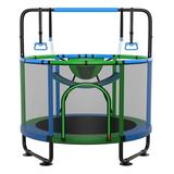 Kumix 60 Trampoline for Kids 440LBS Indoor/Outdoor Trampoline with Enclosure Basketball Hoop Mini Toddler Trampoline with Swings Adjustable Bars and Rings Gifts for Kids Toddler Boys & Girls