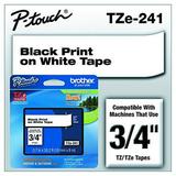 Brother P-touch Genuine TZe-241 ~3/4 (0.7 ) Black on White Standard Laminated Tape ?26.2 ft(8m) (TZE241)