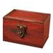 Wood Container 1PC Imitation Ancient Wood Box European Style Storage Box Treasure Box(Dark Red)