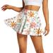 NKOOGH Women Floral Tennis Skirts High Elasticity Pleated Skirts Shorts Pockets Side A-Line Skirt Ruffle Hem Elastic Sports Falda Orange S