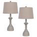 27 Inch Set of 2 Classic Resin Accent Table Lamp, Turned, Beige Rustic Gray - 27 H x 14 W x 14 L Inches