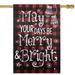 Red Buffalo Plaid Merry and Bright Christmas House Flag 28" x 40"