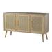 47 Inch TV Media Entertainment Center, Pine Wood, Rattan Doors - 31 H x 15 W x 47 L Inches