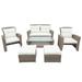 Patio Furniture Set 4 Piece Outdoor Conversation Sectional Sofa, Beige