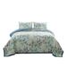 Eden 2 Piece Quilt Set, Peacock and Songbirds, Green Microfiber