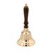 Handcrafted Brass Hand Bell With Wooden Handle, Gold and Brown - Gold-Brown - 8.25 H x 3.5 W x 3.5 L Inches