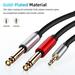 Fairnull Audio Adapter Cable Thickening Widely Compatible Stable Transmission Universal Long Service Time Room Monitor Tool Antioxidant 3.5mm Stereo to Dual 6.5mm Male Mono Adapter Cable for Computer