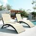 2 PCS Lounge Chair Outdoor Foldable Outdoor Chaise Lounge Patio Wicker Sun Lounger with Removable Cushion and Bolster Pillow for Poolside Deck Porch Garden 1 Set