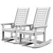 Oversized HDPE Outdoor Rocking Chair With High Back for Outside Indoor Support 400 lbs White(Set of 2)