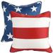 Jordan Manufacturing 18 x 18 Red White and Blue Stars and Stripes Outdoor Throw Pillow (2-Pack)