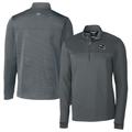 Men's Cutter & Buck Gray Minnesota Vikings Traverse Stripe Stretch Quarter-Zip Pullover Top