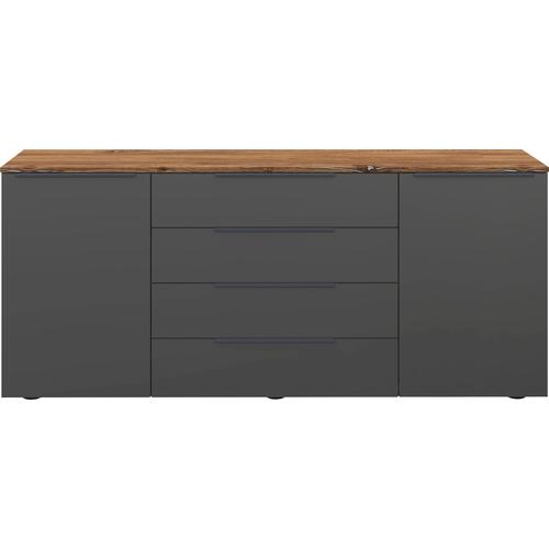 „Sideboard BORCHARDT MÖBEL „“Tom““ Sideboards Gr. B/H/T: 166 cm x 72 cm x 35 cm, grau (eichefarben vintage, graphit) Sideboards Breite 166 cm“