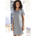Sleepshirt VIVANCE DREAMS, Damen, Gr. 56/58, N-Gr, blau (dunkelblau), Single Jersey, Obermaterial: 100% Baumwolle, gestreift, bestickt, bedruckt, casual, bequem mini, Rundhals, Kurzarm Raglanärmel, Kleider