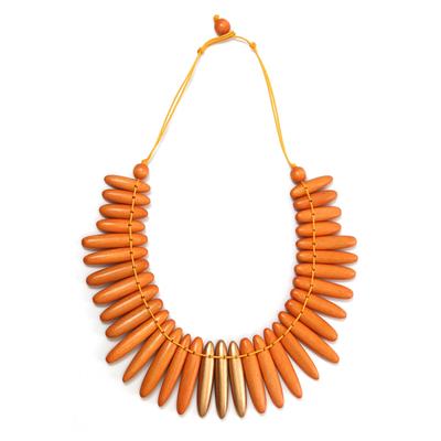 Kette mit Anhänger "Maresa", Damen, Gr. one size, Holz, orange, COLLEZIONE ALESSANDRO, Basic, Halsketten, mit länglichen