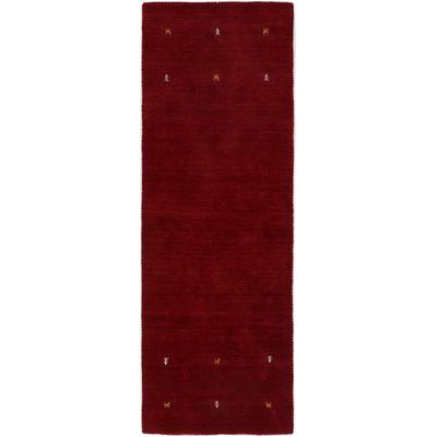 Wollteppich CARPETFINE "Gabbeh Uni, auch als Läufer und Rund erhältlich", rot, B:80cm H:15mm L:400cm, Wolle, Teppiche, reine Wolle, handgewebt, Gabbeh Loom Tiermotiv, große Farbauswahl Image