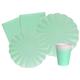 Ciao AZ103 Flower Shape for 24 People (112 pcs: Plates, Cups, Napkins) in compostable Paper, Mint Green Party Tableware Set