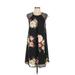 Bobeau Casual Dress - A-Line: Black Floral Dresses - Women's Size Small