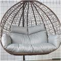 Thicken Hanging Chair Cushion Double Removable Egg Nest Shaped Basket Cushion Replacement, Waterproof Washable 2 Persons Seater Wicker Rattan Swing Seat Pads for Patio Garden,Grey