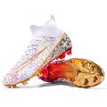 Football Boots Mens Football Shoes Teenager Trainers High Top Soccer Boots Shoes Turf Trainers,White Gold 077, 9 UK