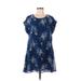 Band of Gypsies Casual Dress: Blue Floral Motif Dresses - Women's Size Medium