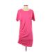 Sundry Casual Dress - Shift Scoop Neck Short sleeves: Pink Print Dresses - Women's Size Small