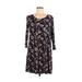 Lush Casual Dress - Shift Scoop Neck 3/4 sleeves: Blue Floral Dresses - Women's Size Medium