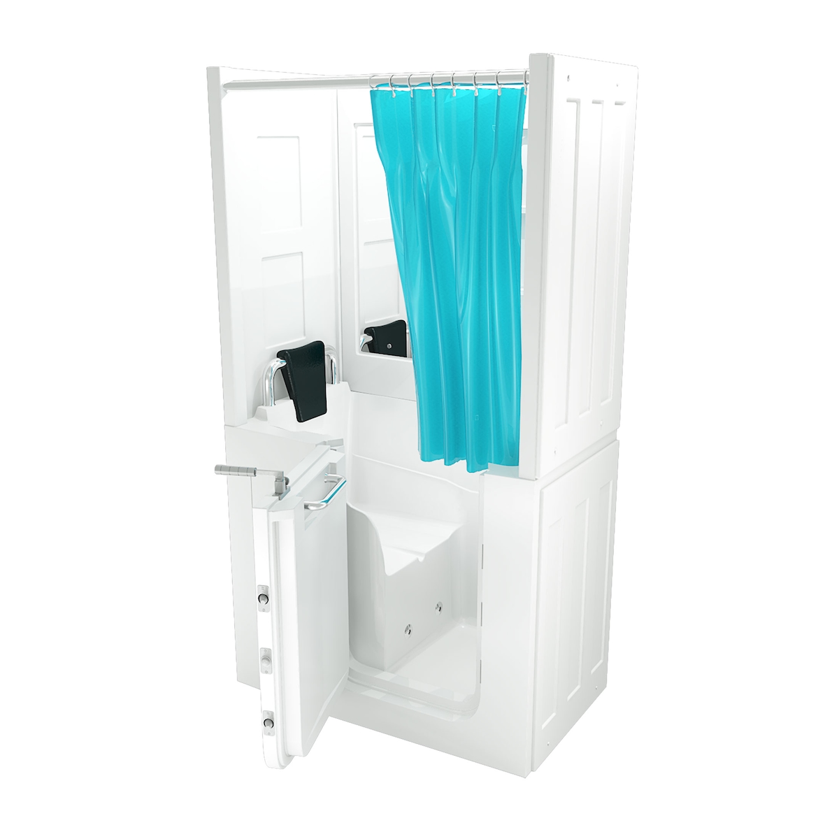 AcquaVapore Seniorendusche und Kombination Wanne mit Whirlpool S08D-WP-A-L 68x110x205cm Image