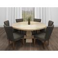 "Benedict 70"" White Round Dining Table with 3 Sets of Howell Chairs - Dark Grey - Moti"
