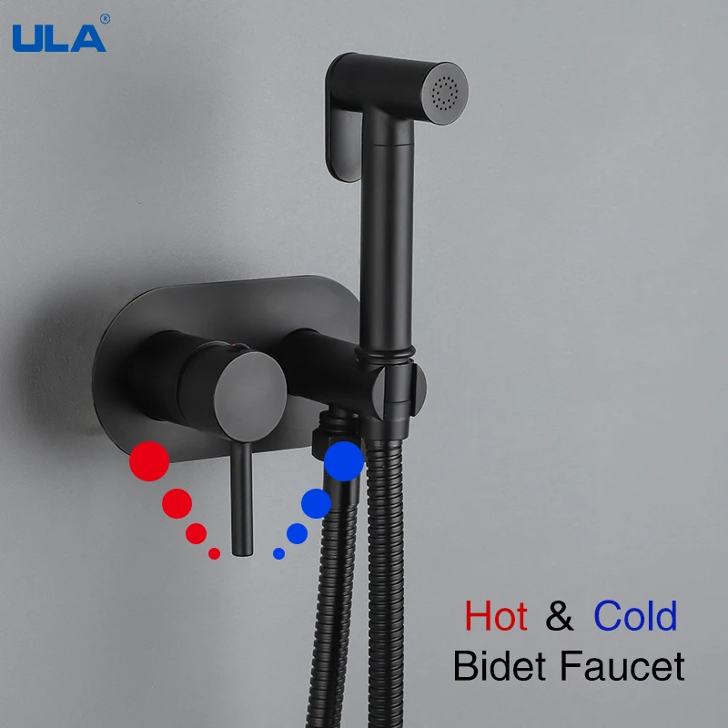 ULA robinet de Bidet noir pulvérisateur de Bidet Portable en laiton salle de bains robinet de toilette eau chaude et froide mélangeur de Bidet salle de bains pomme de douche