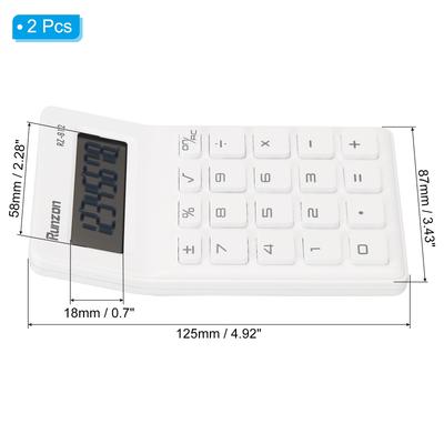 Desk Basic Cute Calculator 2pcs Battery Powered with 8 Digit Style 2, White