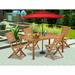 East West Furniture Patio Dining Set- a Rectangle Outdoor Acacia Wood Table and Folding Side Chairs, Natural Oil(Pieces Option)