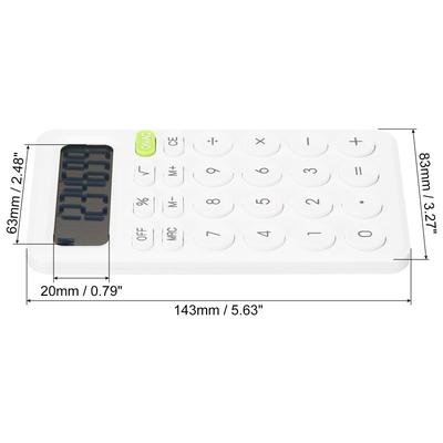 Desk Basic Cute Calculator Battery Powered with 8 Digit Style 1, White