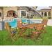 East West Furniture Outdoor Patio Dining Sets- an Oval Acacia Wood Table and Folding Side Chairs, Natural Oil(Pieces Options)