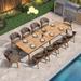 PURPLE LEAF Outdoor Dining Set Teak Aluminum Patio Furniture Set Dining Table And Wicker Chairs