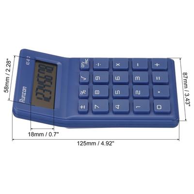 Desk Basic Cute Calculator Battery Powered with 8 Digit Style 2, Dark Blue