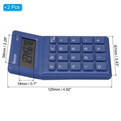 Desk Basic Cute Calculator 2pcs Battery Powered with 8 Digit Style 2, Dark Blue