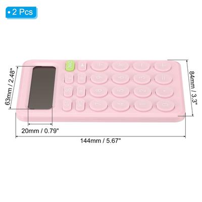 Desk Basic Cute Calculator 2pcs Calculators Battery Powered 12 Digit Pink