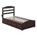 Viv + Rae™ Elliana Solid Wood Storage Platform Bed Wood in Brown | 41.375 H x 38.3 W x 76 D in | Wayfair FD24E2F5778342D1B7A48119807C3E21