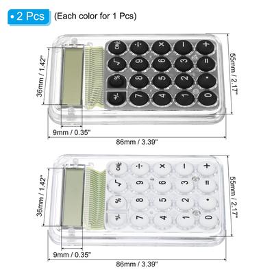 Desktop Calculator 2pcs 8 Digit Mini Pocket Desk Calculator Style 1 White Black - White, Black