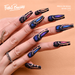 Fofosbeauty 24pcs Press on False Nails Tips Long Coffin Fake Nails Dark Snake Pattern Matte Snake Pattern