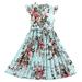 Girls Dresses Summer Casual Summer Scoop Flower Print Neck Sleeveless Flowy Print Plain Sundress Pleated Formal Dress