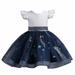Funicet Baby Girls Summer Dresses Scoop Collar Sleeveless Embroidery Mesh Dresses Gauze Dresses Princess Dresses with Lace Belt
