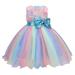 Girls Dresses Summer Kids Bowknot Paillette Tulle Pageant Gown Birthday Party Princess Wedding Formal Dress