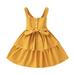 Girls Dresses Summer Toddler Casual Strap Multiple Color Solid Color Sleeveless Button Front Belted Summer Camisole Formal Dress