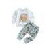 Thaisu Toddler Baby Boy Kids Letter Cotton Sweatshirts Tops Jogger Pants Tracksuit 0-3 Years